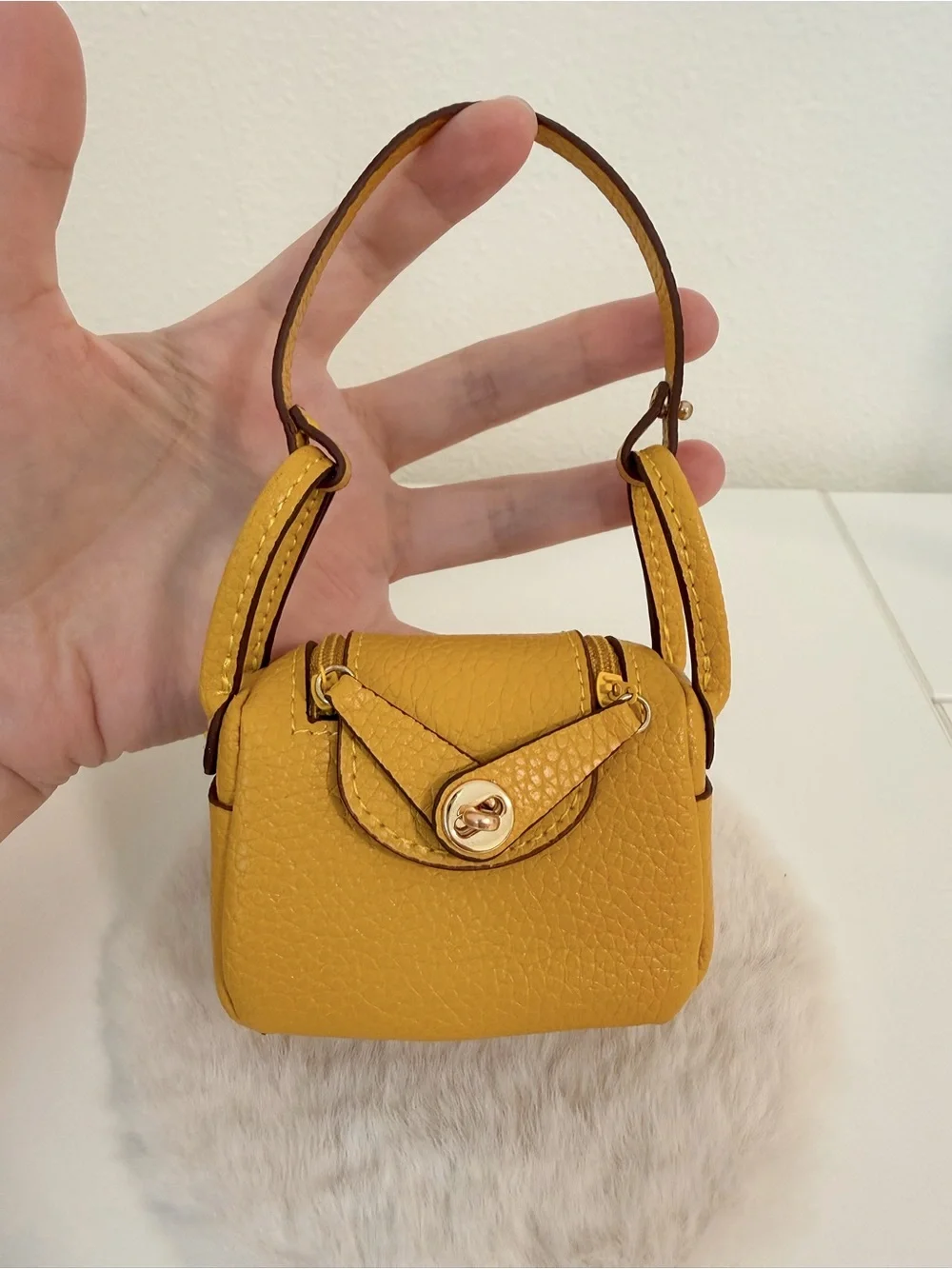 Mini Amber Yellow Bag Charm Coin Pouch